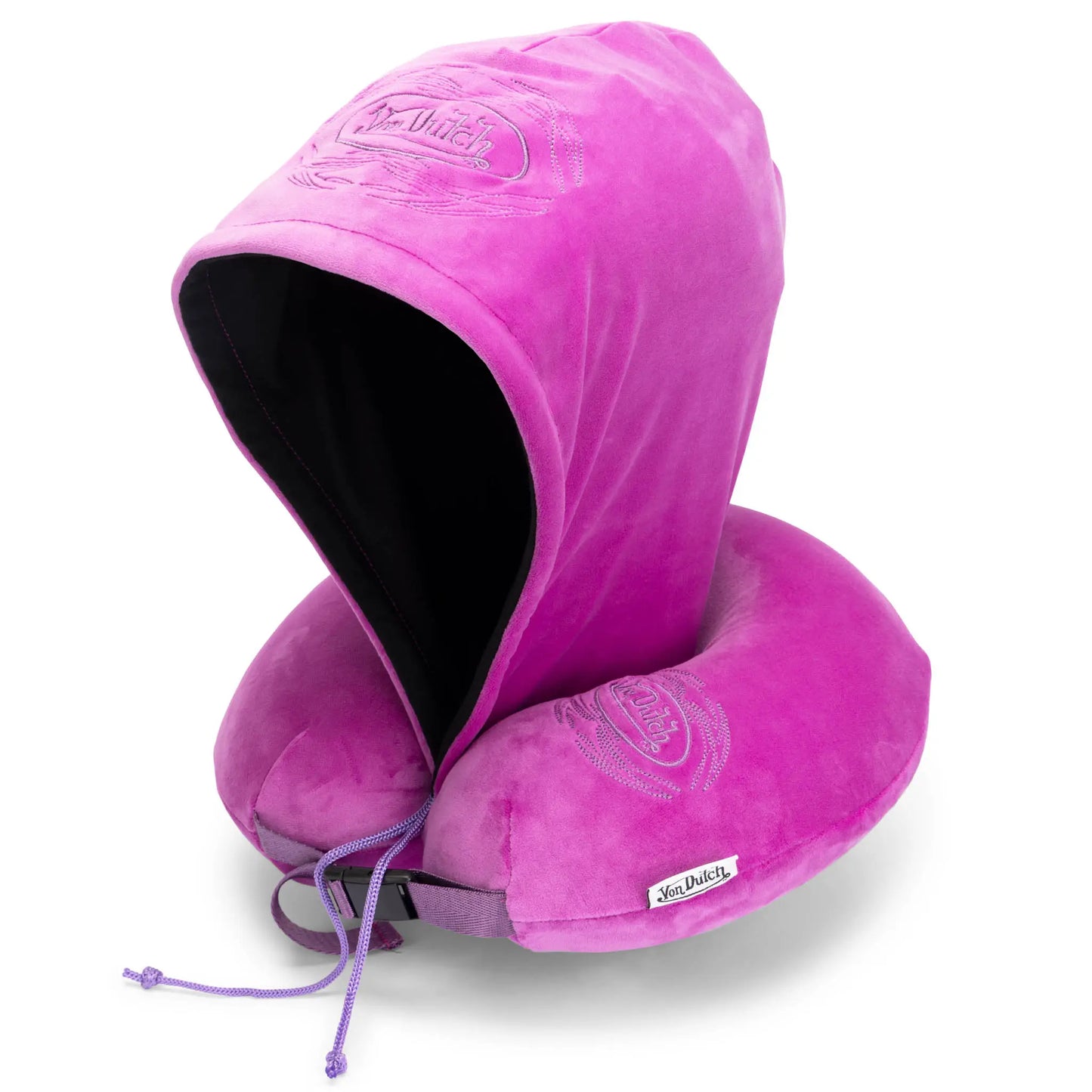 Pinstripe Hooded Memory Foam Travel Neck Pillow-7