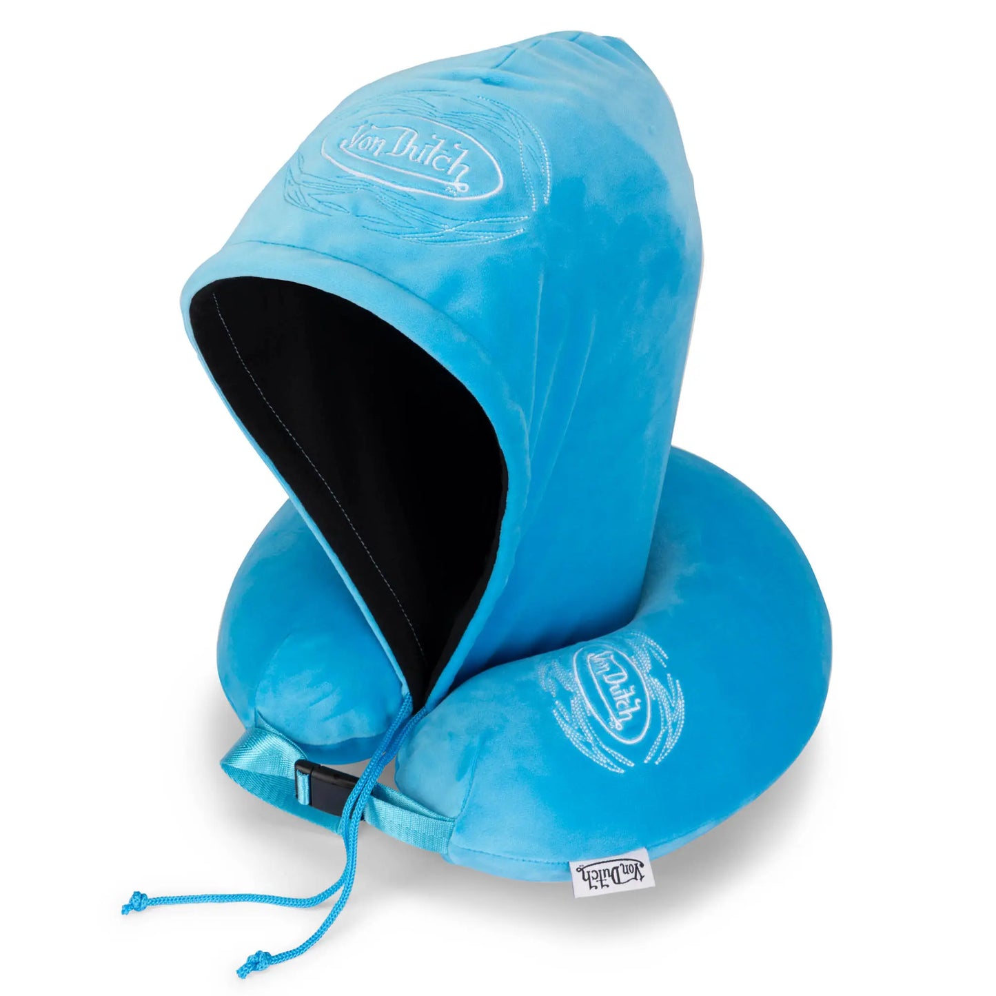Pinstripe Hooded Memory Foam Travel Neck Pillow-5